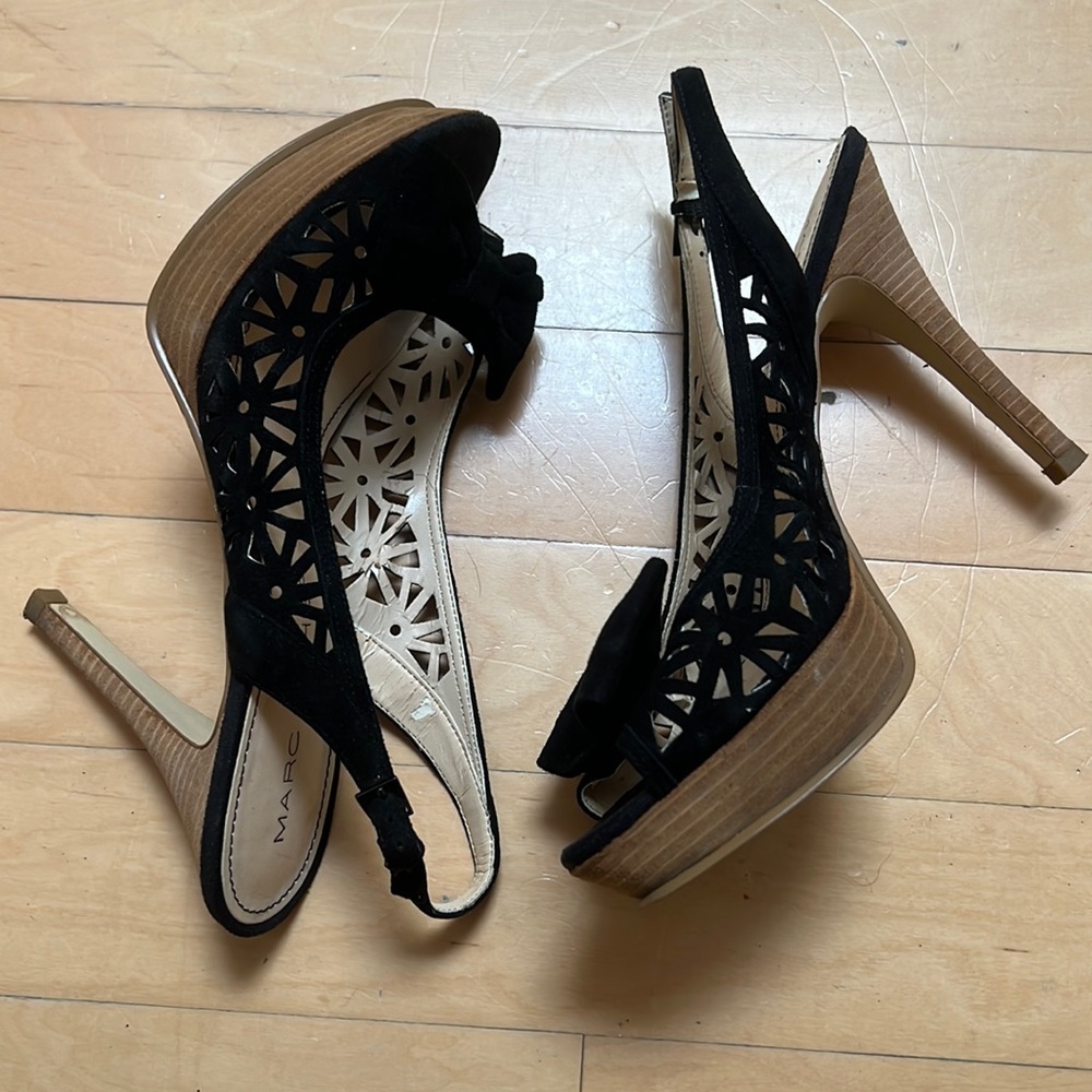 Mark Fisher black suede shoe with bow